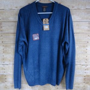 Docker's V-Neck Sweater - Blue on Blue Argyle NWT